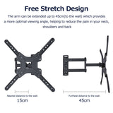 Wall-mounted TV Monitor Stand Adjustable TV Monitor Bracket with Swivel and Articulating Tilt Arm for 14-55 inch TV Monitor