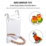 Pet Supplies Parrot Toy Standing Accessories Parakeet Cockatoo For Cage Chew Bird Mirror Budgie Hanging With Rope Perch Conure
