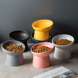 Cat Nordic Style Food Bowl Pet Animal Ceramics Eating Dishes High Foot Candy Color Puppy Kitten Matte Bowls Dog Accessories