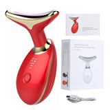 Anti Aging Face Skin Care Neck Massager With Heat 3 Colors LED Photon Therapy Skin Tighten Reduce Double Chin Face Toning Device