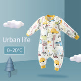 Happy Flute Baby Pure Cotton Sleeping Bag Long Sleeve Winter Cartoon Split Leg Detachable Sleeve Thick Warm Fit 0~6 Year Baby