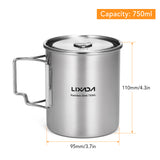 750ML Camping Pot Set Stainless Steel Cooking Kettle Portable Camping Pot Set Outdoor Camping Cookware Backpacking Pot Picnic
