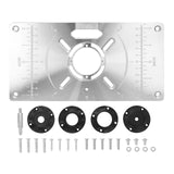 Router Table Insert Plate aluminum alloy Trimming Machine  With Clear Scale Engraving Flip Board with 4 Rings for Woodworking