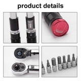 11PCS 4-20Nm Preset Torque Wrench Bits Set Adjustable Torque Wrench Scale Reading Window for Household Bicycle Car Repairing