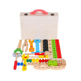 Wooden Tool Box With Tools Kids Pretend Play Construction Toy Set Simulation Maintenance Toy Wooden Toolbox Toy Set