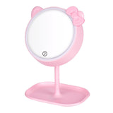 Espelho de maquiagem de gato rosa com espelhos led espelho de pé espelho de mesa de luz ajustável espelho de vaidade de tela de