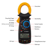 Digital Clamp Meter Smart Multimeter Measures Resistance Alternating and Direct Current Voltage Earth Live Line Diodes Yellow