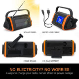 Hand crank solar radio portable outdoor emergency power supply digital LCD display with SOS alarm Bluetooth radio music player