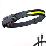 LED Headlight,Broadbeam 350 Lumens IPX4 Waterproof USB Rechargeable Headlight for Camping, Running, Fishing