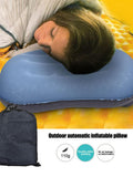 Blue Inflatable Pillow TPU Camping Trip Nap Neck Pillow Ultralight Rectangle Hiking Pillow For Travel Backpacking Fishing Beach