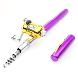 Portable Pocket Telescopic Mini Fishing Rod Pole Pen Shape Folded Fishing Rod With Reel Wheel For Outdoor River Lake Fishing