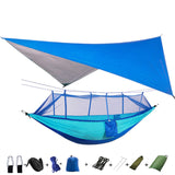 Outdoor Mosquito Net Parachute Portable Camping Hammock with Rain Fly Tarp,Nylon Hammocks Camping Hanging Sleeping Bed Swing