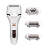 Women 4-in-1 Electric Shaver Set Epilator Hair Removal Device Foot Grinder Set with Battery Status Display A7