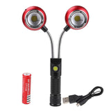 Outdoor Camping Tent Lamp Flashlight 2 COB LED Work Light Magnetic Light Flashlight USB Cable Foldable Flashlight USB Charging