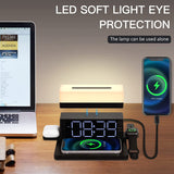 Wireless Charging 6 in 1 Desk Lamp Digital Alarm Clock Night Light for Apple Watch Airpods Iphone XS XR 11 12 13 Pro Samsung S22