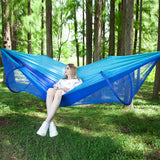 Outdoor Large Camping Hammock with Mosquito Net 2 Person Pop-up Parachute Lightweight Hanging Hammocks Tree Straps Swing Hammock