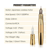 Double Use Permanent Makeup Machine RCA Tattoo Machine Rotary Tattoo  Pen With 2 Heads Dual Type Gift Cartridge Needles