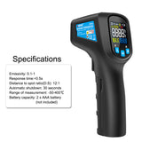 For Cooking Infrared Thermometer Adjustable Emissivity Loud Alarm ABS LCD Digital Baking Backlight BBQ Meat Home Non Contact