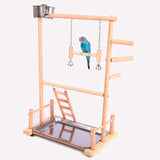Parrot Play Stands with Cup Toys Tray Bird Swing Climbing Hanging Ladder Bridge Wood Cockatiel Playground Bird Perches