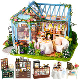 CUTEBEE DIY Dollhouse Kit Wooden Doll House Miniature House Furniture Kit Casa Music Led Toys for Children Birthday Gift A68B