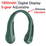 1800mAh Hanging Neck Fan USB Rechargeable Summer Cooling Fans Outdoor Sports Leafless Mute Sports Fans Wearable Neckband Fan
