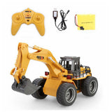 Huina 1530 1/18 RC Car 6ch Metal Excavator Remote Control Excavator Toy With Charging Battery RC Truck Toys Kids Christmas Gift