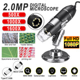 Adjustable 1600X 2MP 1080P 8 LED Digital Microscope Type-C/Micro USB Magnifier Electronic Stereo USB Endoscope For Phone PC