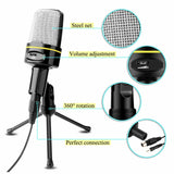 3.5mm Condenser Microphone Tripod Desktop Audio Recording Computer PC Phone Mic