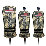 Golf Wood Cover American Flag Camouflage For Driver Fairway Hybrid Nylon Waterproof Protector Set Golf Club Covers Number Tag