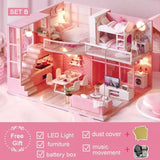 CUTEBEE DIY Dollhouse Wooden doll Houses Miniature Doll House Furniture Kit Casa Music Led Toys for Children Birthday Gift