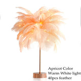 DIY Creative Feather Table Lamp Warm White Light Tree Feather Lampshade Girl LED Wedding Decorative Lights Pink White Birthday