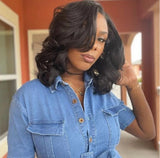 Wigs Ladies Long Curly Hair Black Slanted Fiber Head Cover Wigs