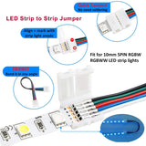 5PIN LED Strip Connector Kit - 10mm 5050 RGBW LED Connector Kit Include 9.8FT Extension Cable, Strip to Strip Jumper