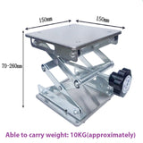 Aluminum Router Lift Table Woodworking Engraving Spirit Level Lifting Stand 6in Platform 150*150*260mm Experiments Equipment
