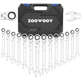Flex Head Ratcheting Wrench Set,Combination Ended Spanner kits, Chrome Vanadium Steel Hand Tools Socket Key Ratchet Wrench set