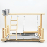 Bird Toys Parrot Playstand Play Stand Cockatiel Playground Wood Perch Gym Playpen Ladder with Feeder Cups
