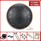 steel Tongue Drum 15 Note 14 Inches Tank Drum, Percussion Handpan Drum for Yoga Meditation Entertainment Musical Education Black