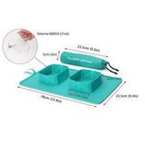 Pet Dog Silicon Portable Folding Double Travel Bowl with Mat for Pet Outdoor Feeding