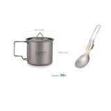 New Lightweight Titanium Flatware Set Folding Spork Spoon Water Cup Mug Tableware Outdoor Cookware Dinner for Travel Camping