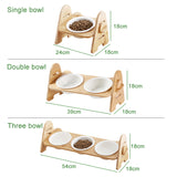 Pet Bowl For Cats and Small Dogs Puppy Cat Dog Food  Water Bowl Wooden Stand Feeder Raised Ceramic Dish Pet Products Supplies