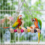 18 Pieces Bird Toys Set Parrot Swing Chewing Toy Hanging Hammock Perch Ladder Bridge for Conure Finch Mynah Lovebird