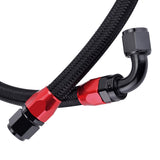 1Meter AN6 Oil Fuel Hose Nylon Braided Black Fuel Hose+AN6 Straight Fitting 45 Degree Swivel Black Red Hose End Adapter