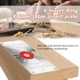 Router Table Insert Plate aluminum alloy Trimming Machine  With Clear Scale Engraving Flip Board with 4 Rings for Woodworking