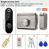 YiToo Waterproof Fingerprint Door Lock WiFi Smart Electric Lock Tuya App Remotely RFID Card Suitable For Wooden Door Metal Door