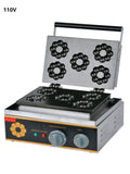 110V 220V 1550W Non-Stick Commercial Plum Donut Machine Plum Crisp Machine 5pcs Waffle Machine Donut Cake Baker Free Shipping