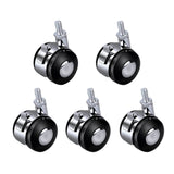 5Pcs Flat Bottom Plate with Brake Wheels and Casters Are Used to Move Coffee Tables,Office Chairs,Cabinets, Drying Racks black