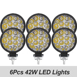 6/4/2Pcs Led Work Light 42W/48W Car Headlight 14 Led Car Light For Truck Offroad 12/24V Night Driving Lights For SUV Fog Lamps