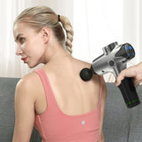 2020 New Fascia Gun Muscle Relaxer Electric Shock Grab  Massage Gun Fitness Rod Deep Vibrator 3 Files 4 Head Eu plug