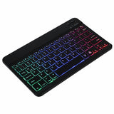 10 inch Wireless BT Keyboard Ultra-thin Rechargeable BT Keyboard Three-system Compatible Mixed Light Effect White/Black
