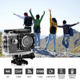 Ultra HD 4K Action Camera WiFi 12MP 2 Inch 30M Go Waterproof Pro 170D Helmet Bicycle Video Recording Camera Sports Cam